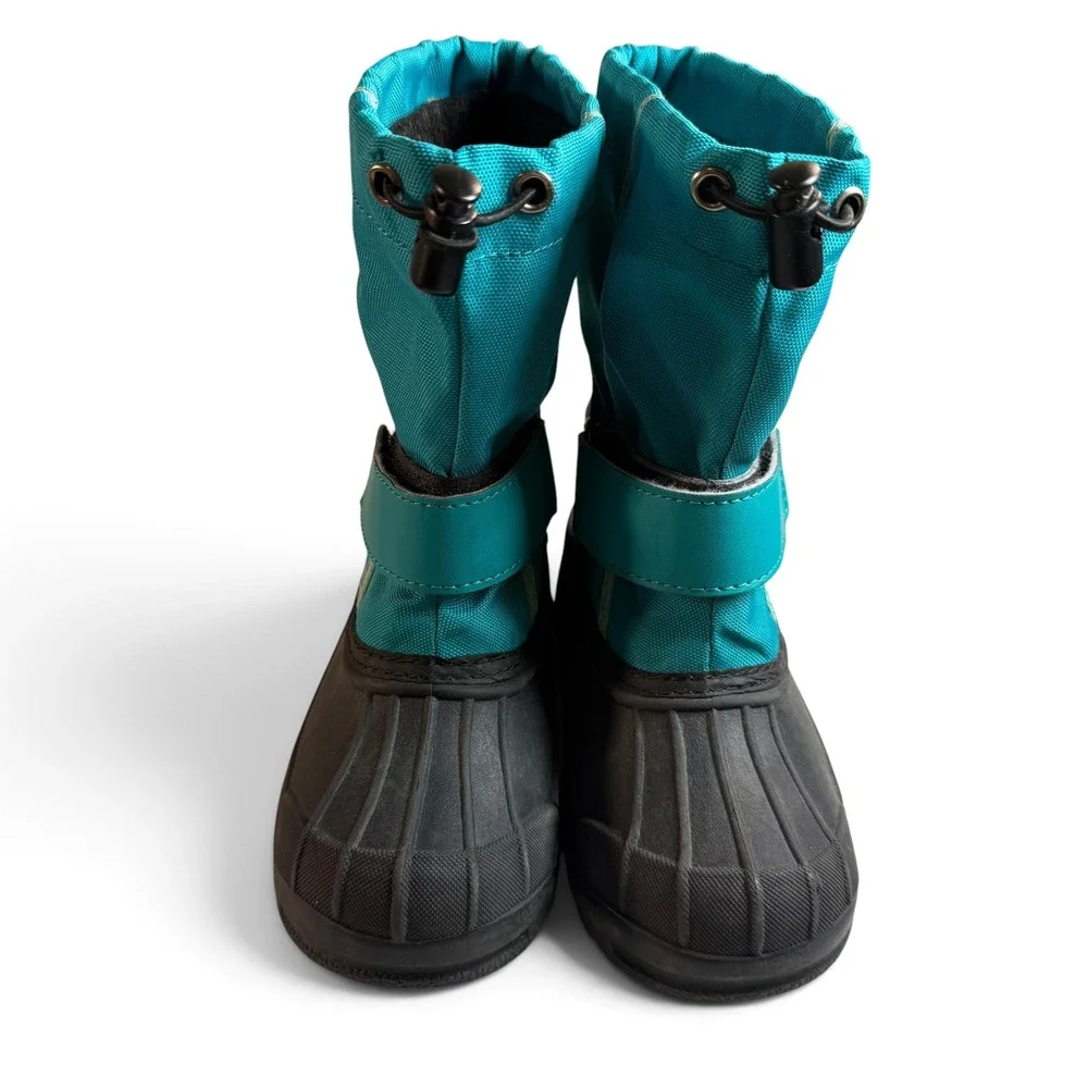 Oaki Kids Snow Boots Teal Mint Waterproof Nylon Rubber Winter Boots Size 11